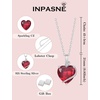 image:imageRuby Jewelry Set Silver Tone Heart Shaped July Birthstone Necklace Earrings Bracelet for Women