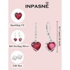 image:imageRuby Jewelry Set Silver Tone Heart Shaped July Birthstone Pendant Necklace Dangle Drop Earrings for Women