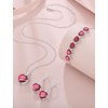 image:imageRuby Jewelry Set Silver Tone Heart Shaped July Birthstone Pendant Necklace Dangle Drop Earrings for Women