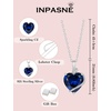 image:imageSapphire Jewelry Set Silver Tone Heart Shaped September Birthstone Pendant Necklace Dangle Drop Earrings for Women