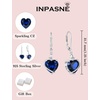 image:imageSapphire Jewelry Set Silver Tone Heart Shaped September Birthstone Pendant Necklace Dangle Drop Earrings for Women