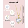 image:imageSimulated Diamond Jewelry Set Gold Tone Heart Shaped Birthstone Necklace Earrings Bracelet for Women