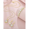 image:imageSimulated Diamond Jewelry Set Gold Tone Heart Shaped Birthstone Pendant Necklace Dangle Drop Earrings for Women
