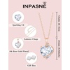 image:imageSimulated Diamond Jewelry Set Rose Gold Tone Heart Shaped Birthstone Pendant Necklace Dangle Drop Earrings for Women
