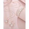 image:imageSimulated Diamond Jewelry Set Rose Gold Tone Heart Shaped Birthstone Pendant Necklace Dangle Drop Earrings for Women