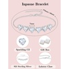 image:imageSimulated Diamond Jewelry Set Silver Tone Heart Shaped Birthstone Necklace Earrings Bracelet for Women
