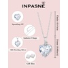 image:imageSimulated Diamond Jewelry Set Silver Tone Heart Shaped Birthstone Pendant Necklace Dangle Drop Earrings for Women