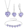 image:imageAlexandrite Jewelry Set Silver Tone Heart Shaped June Birthstone Necklace Earrings Bracelet for Women