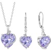 image:imageAlexandrite Jewelry Set Silver Tone Heart Shaped June Birthstone Pendant Necklace Dangle Drop Earrings for Women