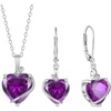 image:imageAmethyst Jewelry Set Silver Tone Heart Shaped February Birthstone Pendant Necklace Dangle Drop Earrings for Women