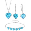 image:imageAquamarine Jewelry Set Silver Tone Heart Shaped March Birthstone Necklace Earrings Bracelet for Women