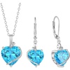 image:imageAquamarine Jewelry Set Silver Tone Heart Shaped March Birthstone Pendant Necklace Dangle Drop Earrings for Women