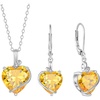 image:imageCitrine Jewelry Set Silver Tone Heart Shaped November Birthstone Pendant Necklace Dangle Drop Earrings for Women
