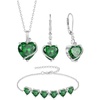 image:imageEmerald Jewelry Set Silver Tone Heart Shaped May Birthstone Necklace Earrings Bracelet for Women