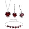 image:imageGarnet Jewelry Set Silver Tone Heart Shaped January Birthstone Necklace Earrings Bracelet for Women