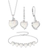 image:imageOpal Jewelry Set Silver Tone Heart Shaped October Birthstone Necklace Earrings Bracelet for Women