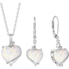 image:imageOpal Jewelry Set Silver Tone Heart Shaped October Birthstone Pendant Necklace Dangle Drop Earrings for Women