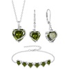 image:imagePeridot Jewelry Set Silver Tone Heart Shaped August Birthstone Necklace Earrings Bracelet for Women