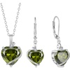 image:imagePeridot Jewelry Set Silver Tone Heart Shaped August Birthstone Pendant Necklace Dangle Drop Earrings for Women