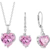 image:imagePink Tourmaline Jewelry Set Silver Tone Heart Shaped October Birthstone Pendant Necklace Dangle Drop Earrings for Women