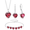 image:imageRuby Jewelry Set Silver Tone Heart Shaped July Birthstone Necklace Earrings Bracelet for Women