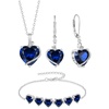 image:imageSapphire Jewelry Set Silver Tone Heart Shaped September Birthstone Necklace Earrings Bracelet for Women