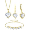 image:imageSimulated Diamond Jewelry Set Gold Tone Heart Shaped Birthstone Necklace Earrings Bracelet for Women