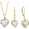 image:imageSimulated Diamond Jewelry Set Gold Tone Heart Shaped Birthstone Pendant Necklace Dangle Drop Earrings for Women