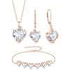 image:imageSimulated Diamond Jewelry Set Rose Gold Tone Heart Shaped Birthstone Necklace Earrings Bracelet for Women