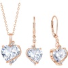 image:imageSimulated Diamond Jewelry Set Rose Gold Tone Heart Shaped Birthstone Pendant Necklace Dangle Drop Earrings for Women