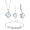 image:imageSimulated Diamond Jewelry Set Silver Tone Heart Shaped Birthstone Necklace Earrings Bracelet for Women