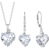 image:imageSimulated Diamond Jewelry Set Silver Tone Heart Shaped Birthstone Pendant Necklace Dangle Drop Earrings for Women