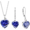 image:imageTanzanite Jewelry Set Silver Tone Heart Shaped December Birthstone Pendant Necklace Dangle Drop Earrings for Women