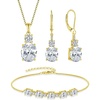 image:image18K Gold Plated Cubic Zirconia Jewelry Set for Women 925 Sterling Silver Oval Cut Necklace Earrings Bracelet April Birthstone Jewelry for Her