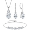 image:imageCubic Zirconia Jewelry Set for Women 925 Sterling Silver Oval Cut Necklace Earrings Bracelet April Birthstone Jewelry for Her