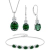 image:imageEmerald Jewelry Set for Women 925 Sterling Silver Oval Cut Necklace Earrings Bracelet May Birthstone Jewelry for Her