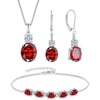 image:imageGarnet Jewelry Set for Women 925 Sterling Silver Oval Cut Necklace Earrings Bracelet January Birthstone Jewelry for Her