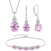 image:imagePink Tourmaline Jewelry Set for Women 925 Sterling Silver Oval Cut Necklace Earrings Bracelet October Birthstone Jewelry for Her