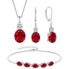 image:imageRuby Jewelry Set for Women 925 Sterling Silver Oval Cut Necklace Earrings Bracelet July Birthstone Jewelry for Her
