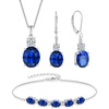 image:imageSapphire Jewelry Set for Women 925 Sterling Silver Oval Cut Necklace Earrings Bracelet September Birthstone Jewelry for Her