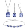 image:imageTanzanite Jewelry Set for Women 925 Sterling Silver Oval Cut Necklace Earrings Bracelet December Birthstone Jewelry for Her