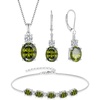 image:imagePeridot Jewelry Set for Women 925 Sterling Silver Oval Cut Necklace Earrings Bracelet August Birthstone Jewelry for Her